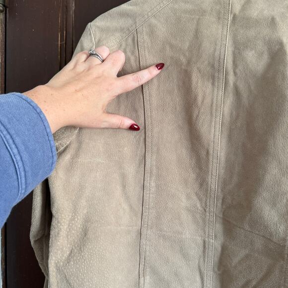 Y2K Vintage DOLLHOUSE | Tan Suede Leather Moto Style Jacket | Extra Large - Picture 7 of 9